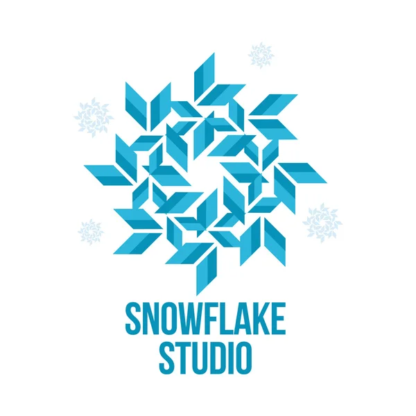 Geometrical abstract snowflake vector logo templates — Stock Vector