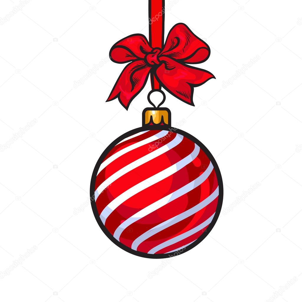 Red Christmas balls with ribbon and bows — Stock Vector © Sabelskaya 