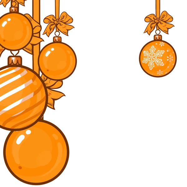 Şerit ve yay ile altın Noel topları — Stok Vektör