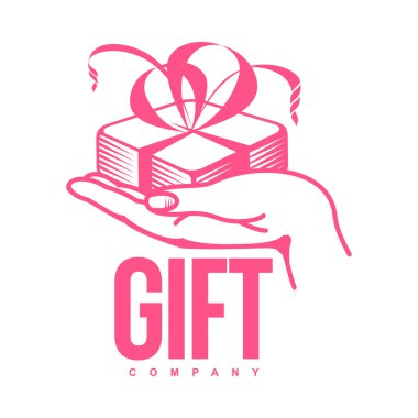 pink and white graphic gift box logo templates clipart