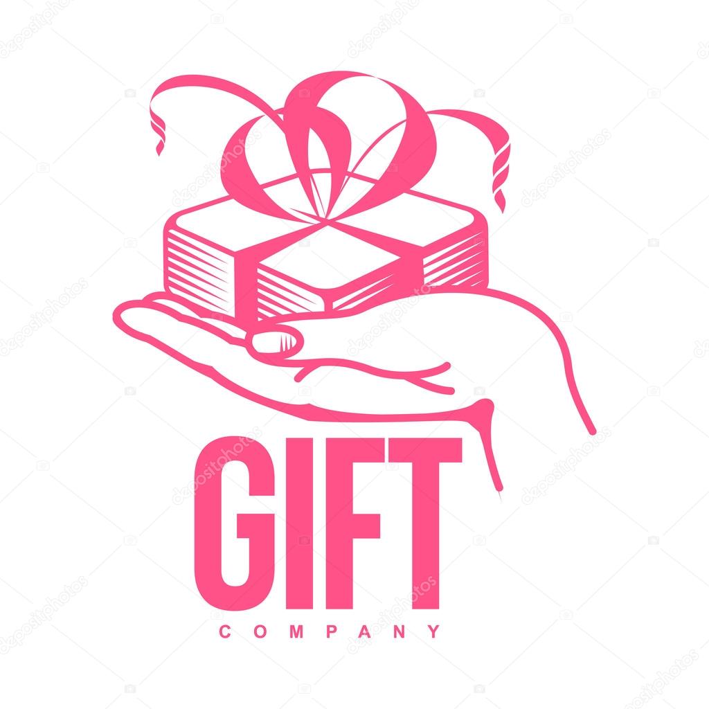 pink and white graphic gift box logo templates