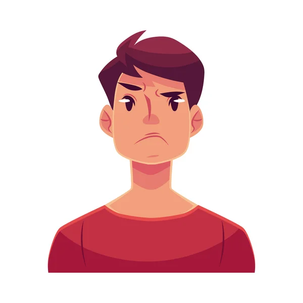 Junger Mann Gesicht, wütender Gesichtsausdruck — Stockvektor