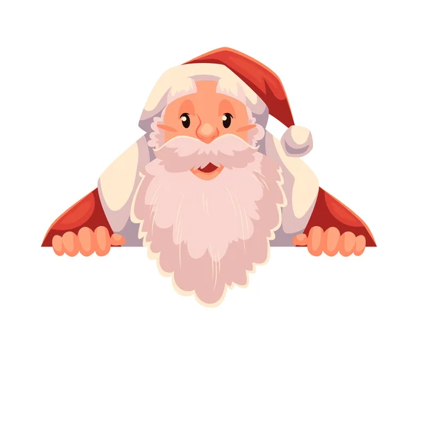 Santa Claus holding a sign with place for text — Stock Vector
