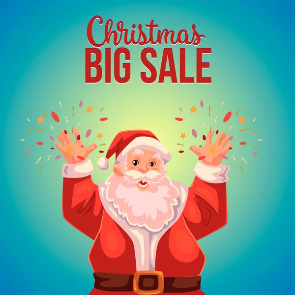 Різдво продаж банер з мультфільму половину довжини Санта-Клауса портрет — стоковий вектор