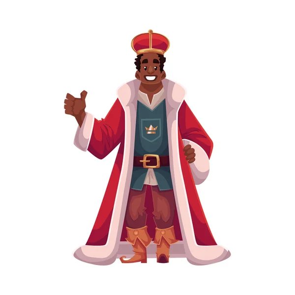 国王的王冠和披风快乐 — 图库矢量图片