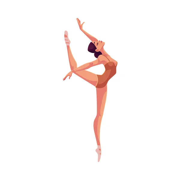 Joven hermosa bailarina en medias y zapatos de ballet — Vector de stock