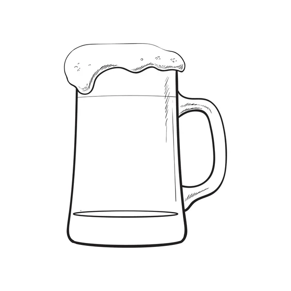 Velký hrnek studené pivo s pěnou a bubliny — Stockový vektor