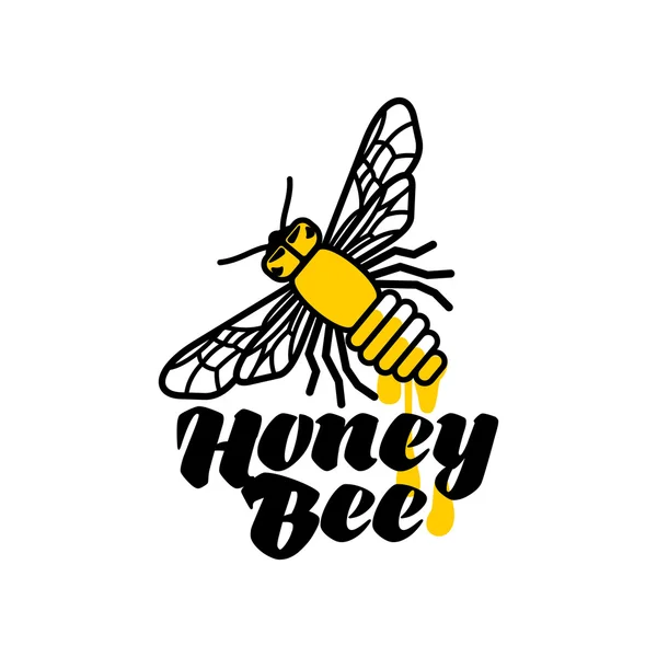 Logotipo de abeja dibujada a mano para productos de miel — Vector de stock