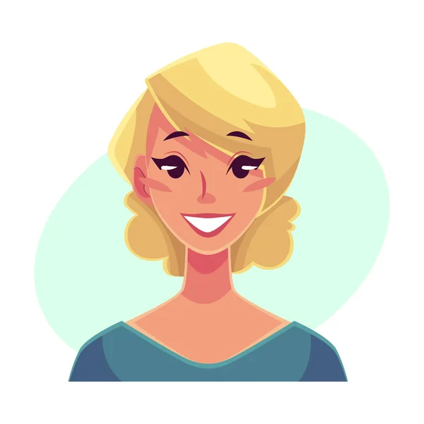 Гарненька блондинка, усміхнений вираз обличчя — стоковий вектор