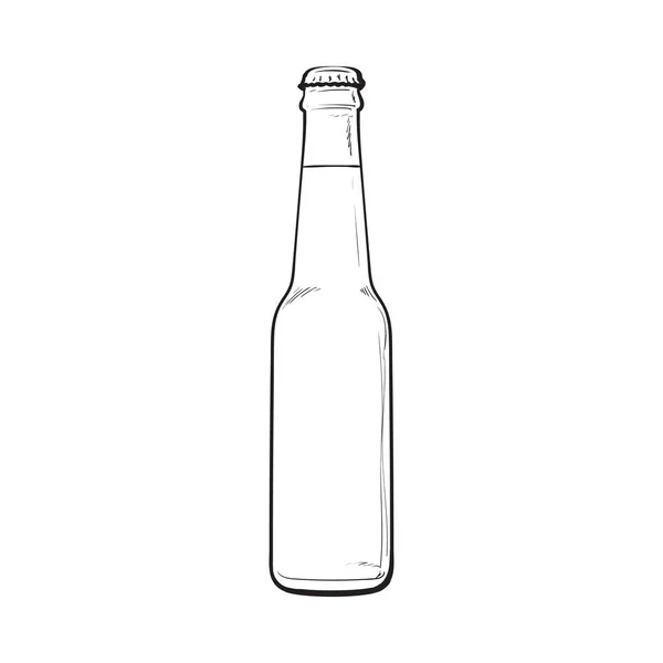 Geschlossene Flasche kaltes Bier, skizzenhafte Vektorillustration — Stockvektor