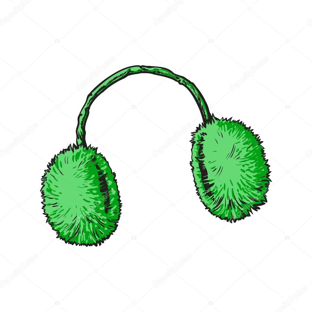 Bright green fluffy fur ear muffs