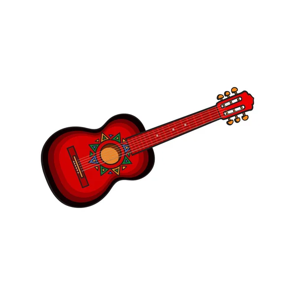 Spaanse gitaar met Mexicaanse, Azteekse versieringen — Stockvector