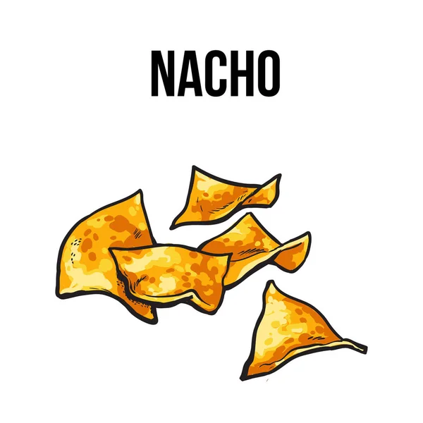Nachos, traditionelles mexikanisches Essen — Stockvektor