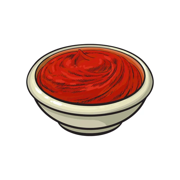 Desenho estilo esboço de fatia de tomate vermelho maduro — Vetor de Stock