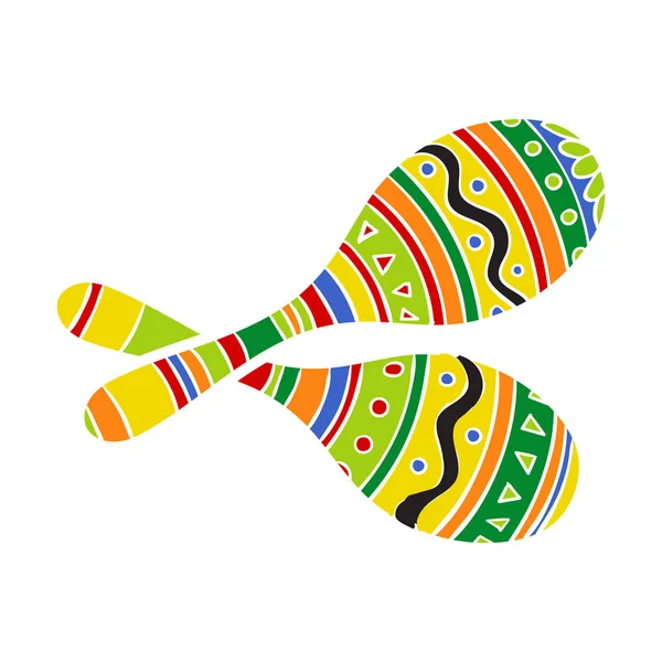 Pair of traditional Mexican brightly colored maracas or rumba shakers — Stock Vector
