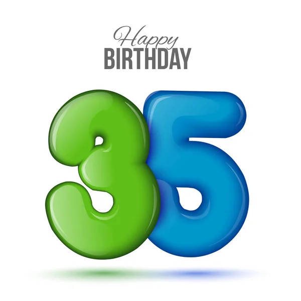 Modelo de cartão de aniversário com brilhante trinta e cinco em forma de balão —  Vetores de Stock