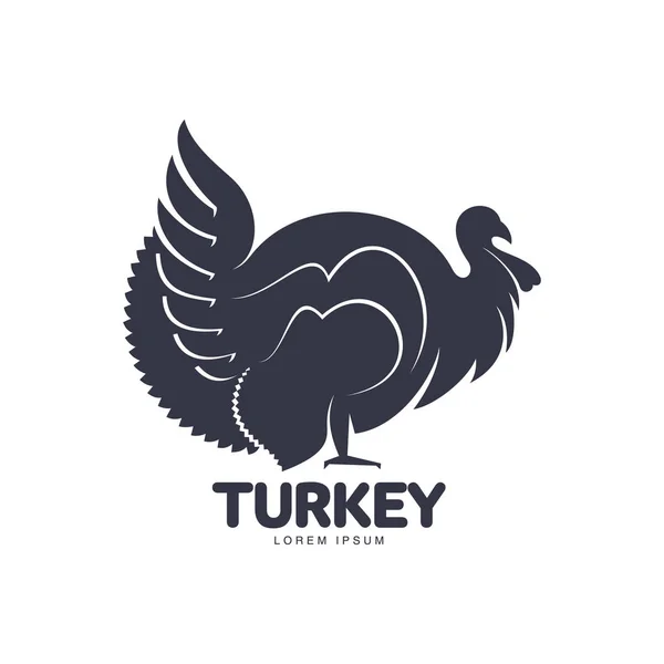 Stylized turkey silhouette graphic logo template — Stock Vector