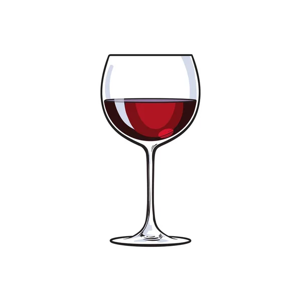 Kırmızı şarap cam, sketch vektör illüstrasyon izole beyaz arka plan üzerinde — Stok Vektör