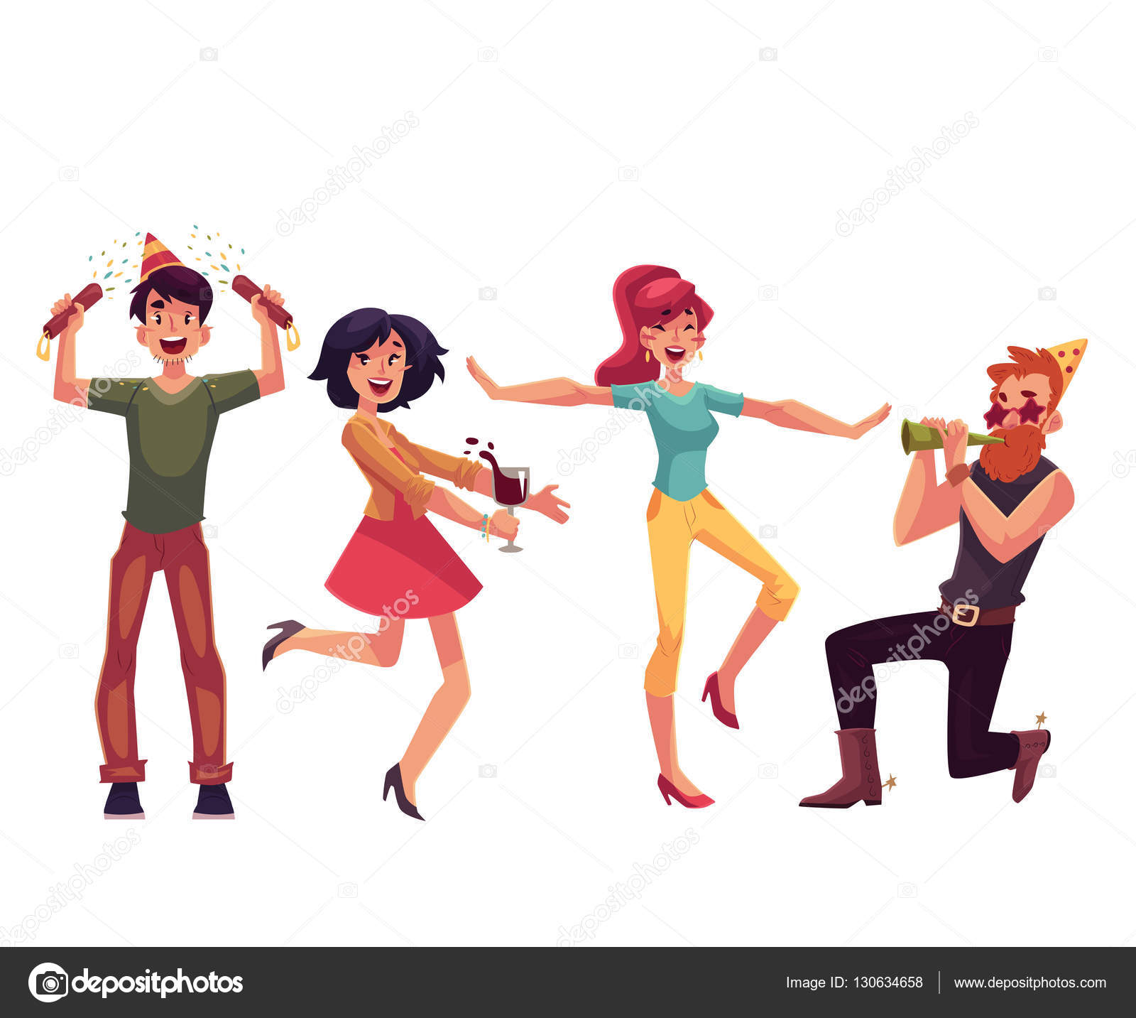 Set of friends having fun at a birthday party Stock Vector Image by  ©Sabelskaya #130634658