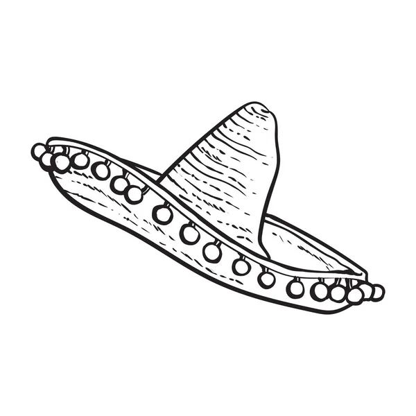 Traditioneller mexikanischer Sombrero-Hut mit breiter Krempe — Stockvektor