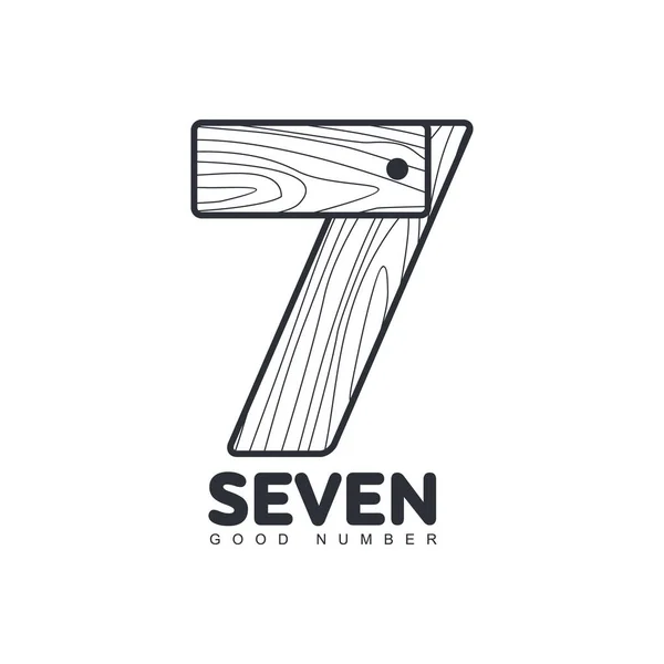 Logo numero sette in bianco e nero formato da spiga di grano — Vettoriale Stock