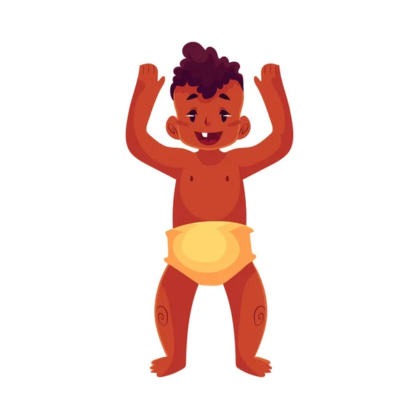 Lindo bebé niño bailando feliz — Vector de stock