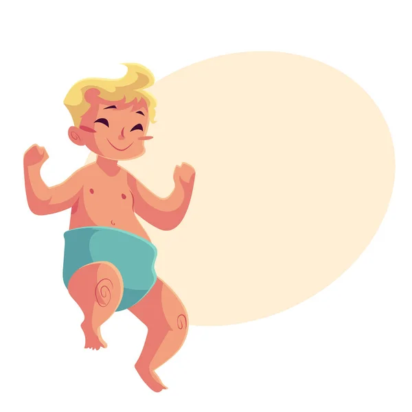 Cute little baby boy dancing happily — Stock Vector