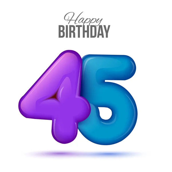 Modelo de cartão de saudação de aniversário com brilhante quarenta e cinco balão em forma —  Vetores de Stock