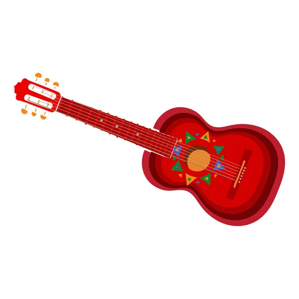 Guitarra española con adornos mexicanos, aztecas — Vector de stock