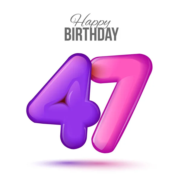 Modelo de cartão de saudação de aniversário com brilhante quarenta e sete balão em forma —  Vetores de Stock