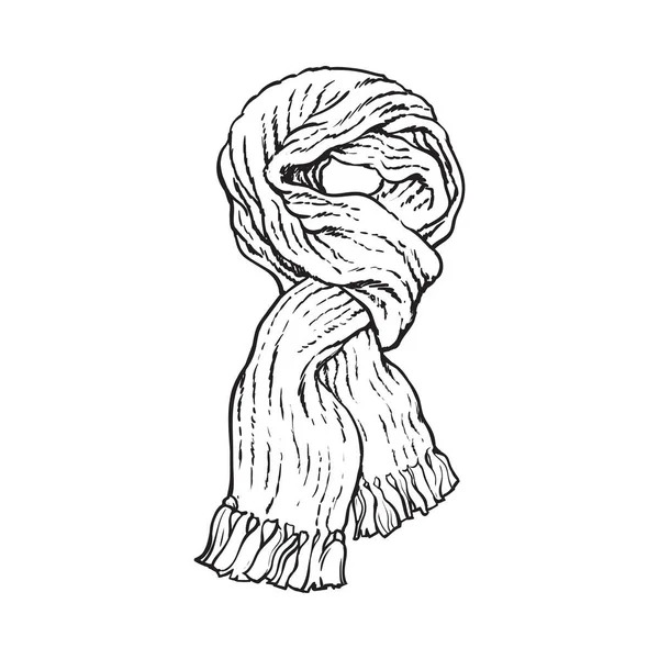 Ljusa slip knutna vintern stickad scarf med tofsar — Stock vektor