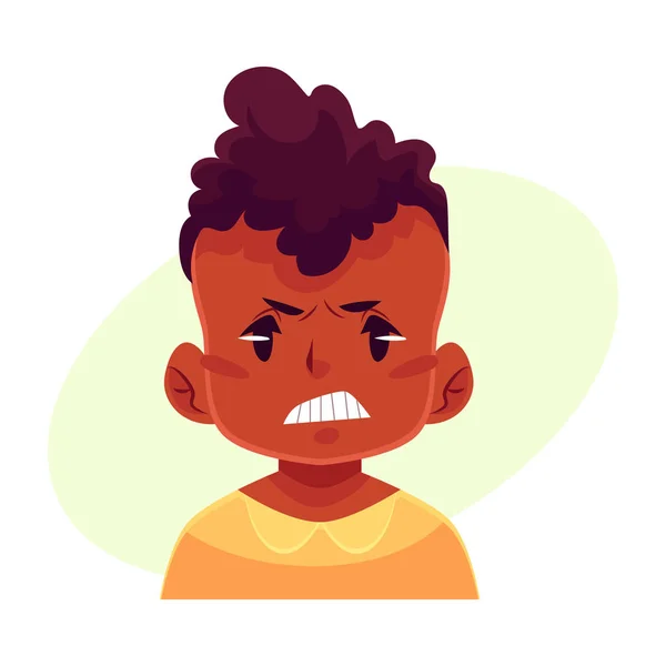 Cara de niño, expresión facial enojada — Archivo Imágenes Vectoriales