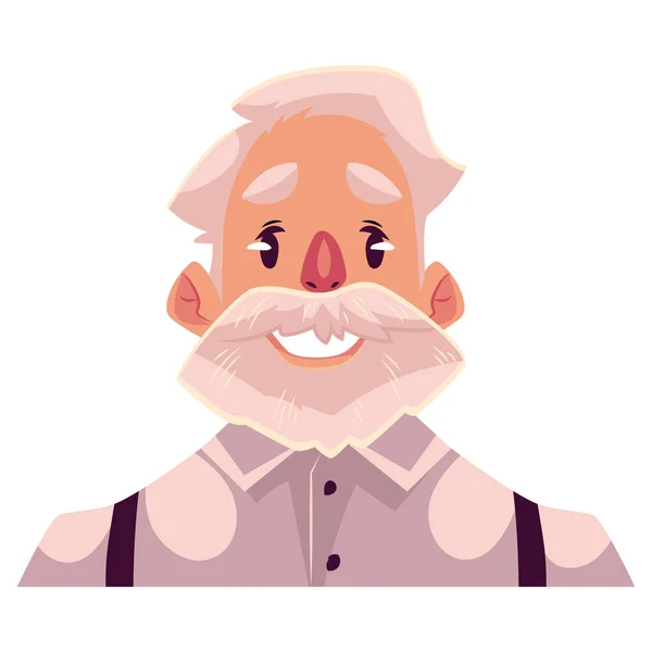 Vieil homme aux cheveux gris, expression du visage souriante — Image vectorielle