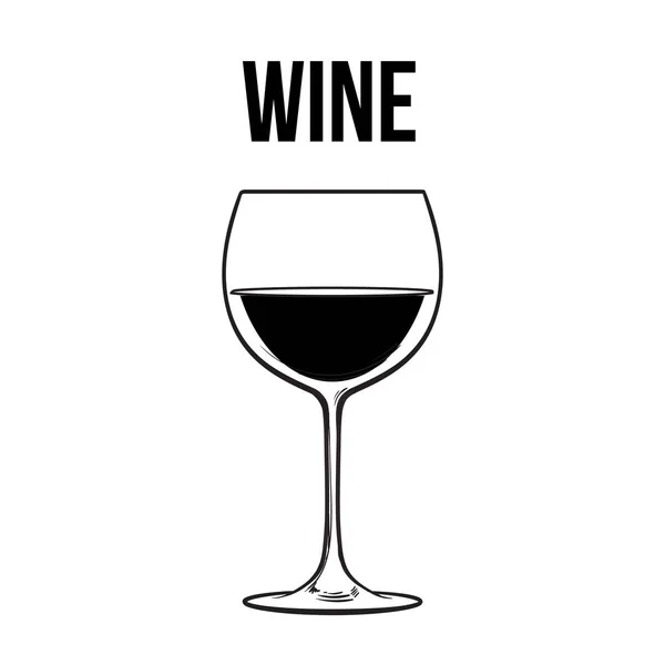 Verre à vin rouge, illustration vectorielle de croquis isolé sur fond blanc — Image vectorielle