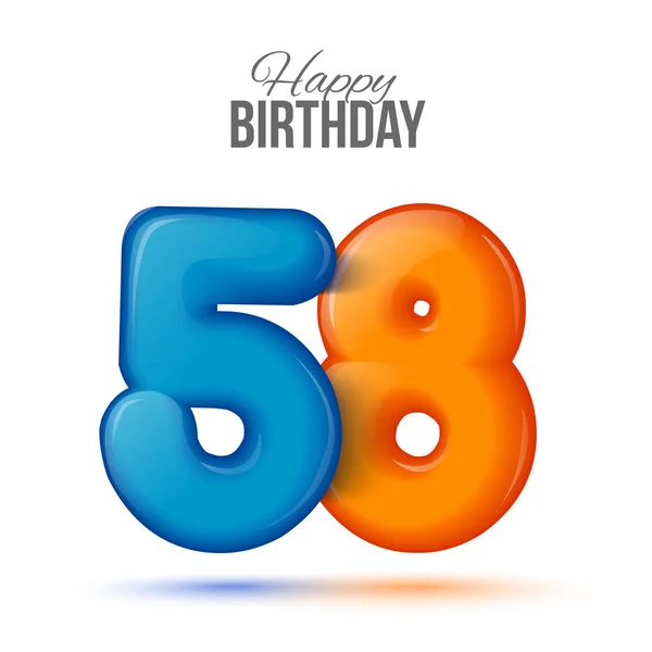 Balon w kształcie urodziny szablon kartki okolicznościowej z połyskiem pięćdziesiąt osiem — Wektor stockowy