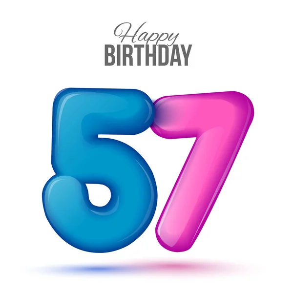 Balon w kształcie urodziny szablon kartki okolicznościowej z połyskiem pięćdziesiąt siedem — Wektor stockowy