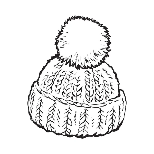 Φωτεινός χειμώνας πλεκτό καπέλο με φούντα — Διανυσματικό Αρχείο