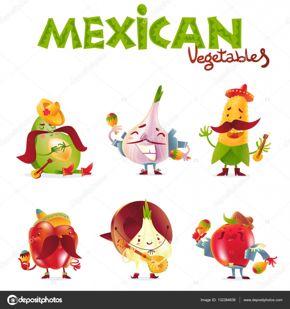 Mexican vegetable characters playing musical instruments and having fun  Stock Vector Image by ©Sabelskaya #132384636