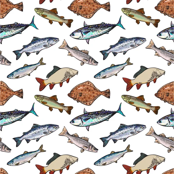 Gambar Sekumpulan Ikan Yang Dilukis