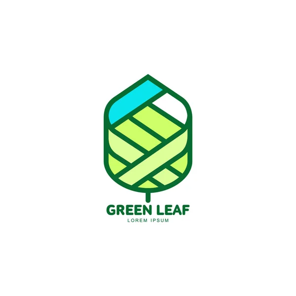 Hoja verde que crece encima de la plantilla del logotipo, ilustración del vector — Vector de stock