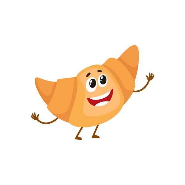 Croissant divertente, personaggio del panino — Vettoriale Stock