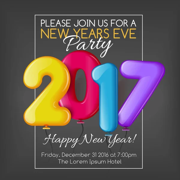 Merry Christmas and Happy New Year 2017 party invitation template — Stock Photo, Image