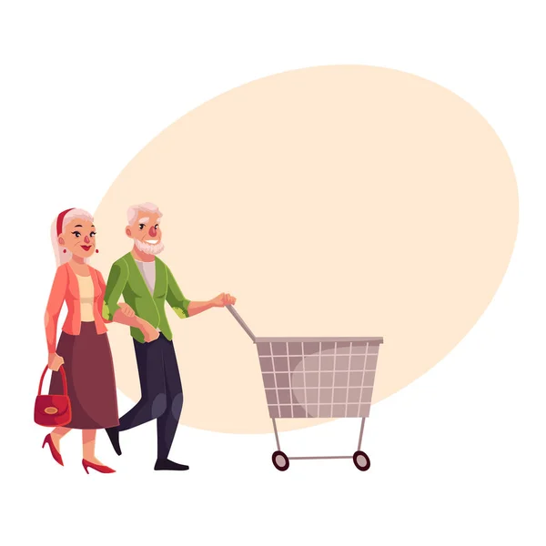 Velho, sênior, casal mais velho compras juntos —  Vetores de Stock