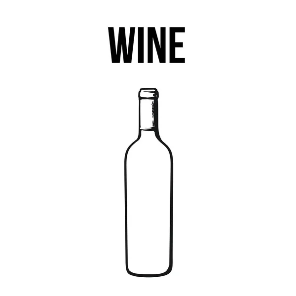 Fles rode wijn, geïsoleerde schets stijl vectorillustratie — Stockvector
