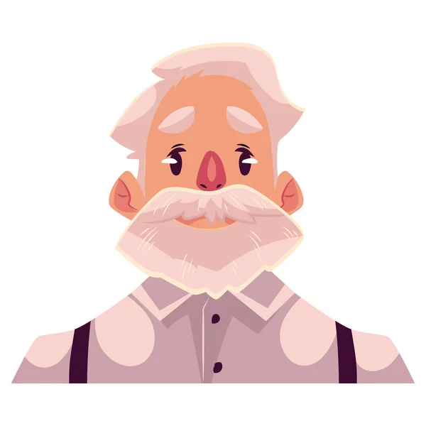 Cara de hombre viejo de pelo gris, expresión facial neutra — Vector de stock