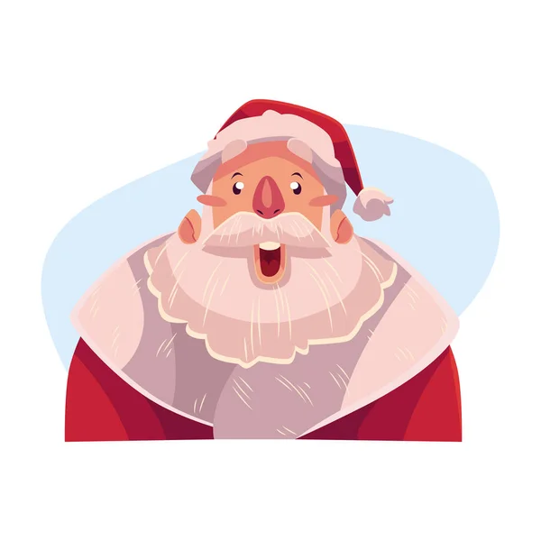 Santa Claus face, surprised facial expression — Stock Vector