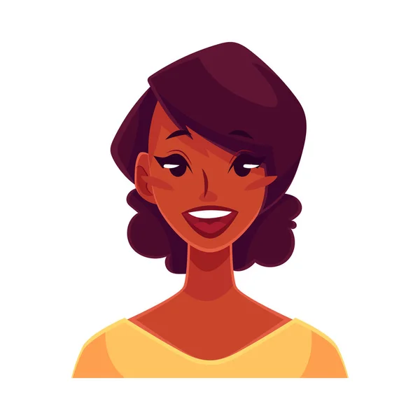 Africana cara de chica, wow expresión facial — Vector de stock