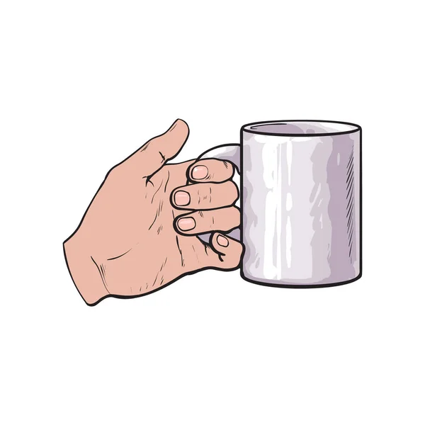 Female hand holding a cup with hot beverage — Stock Vector