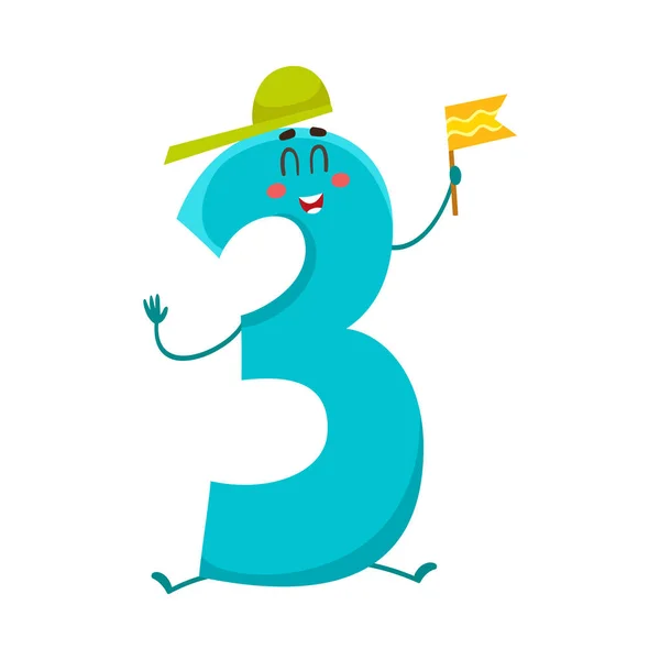 Aranyos és vicces színes 3 szám karakterek, születésnapi üdvözletet — Stock Vector