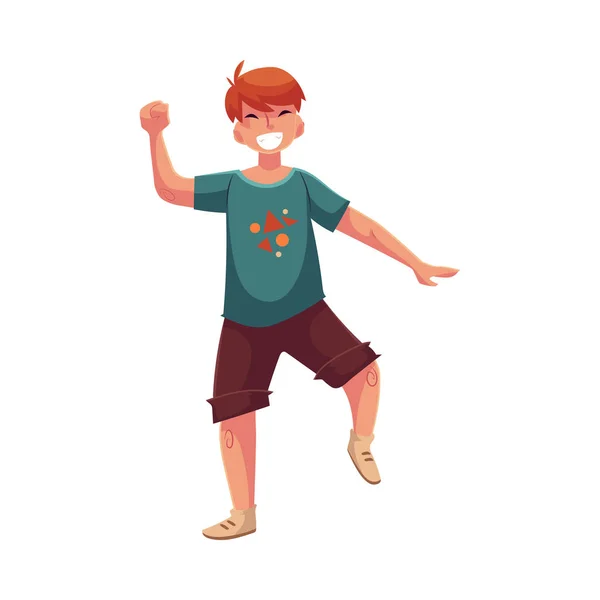 Porträtt av tonåriga Röd haired pojke i shorts Dans — Stock vektor
